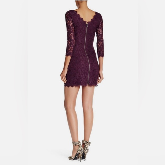 DVF - Diane Von Furstenburg Lace Dress in Plum, Size 4 - Picture 7 of 8